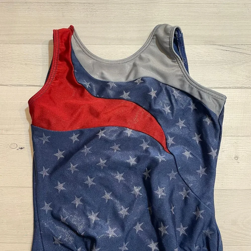 Motionwear‎ red white blue leotard child large 12/14